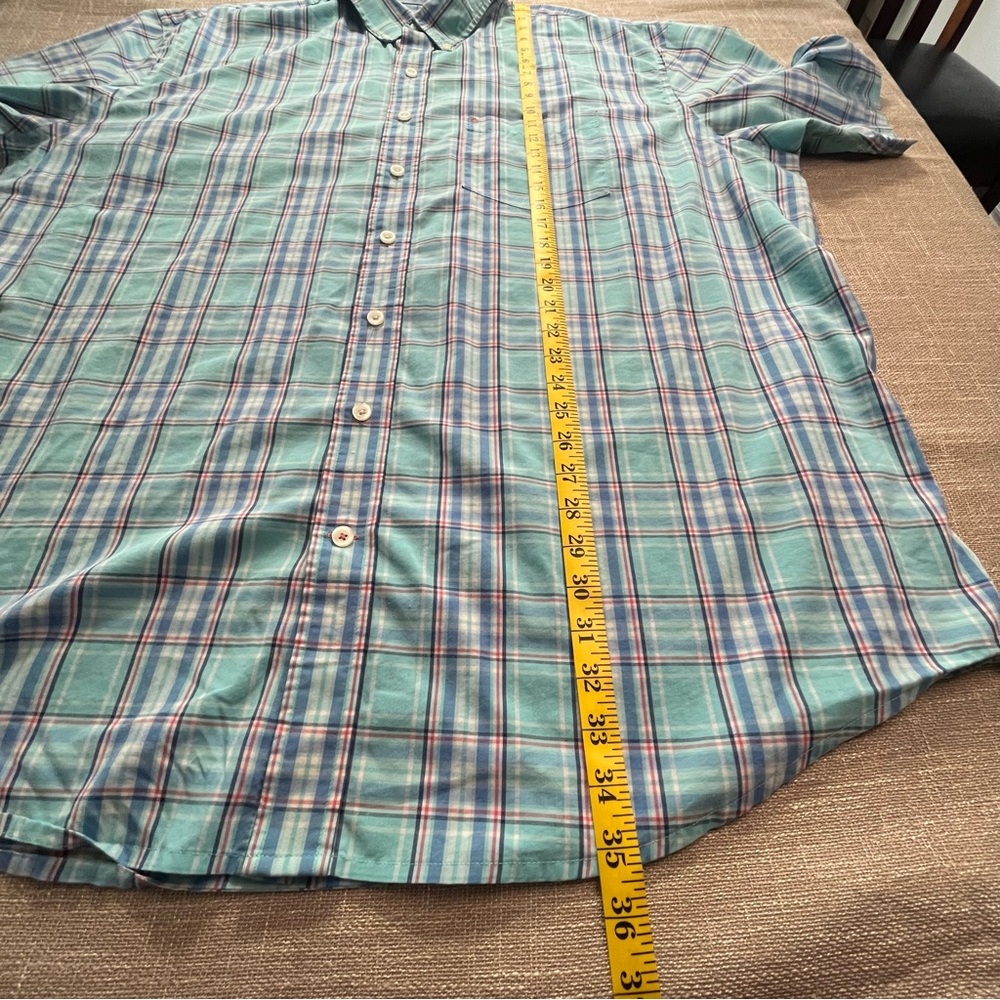 Izod Men’s 3XLT Non-Iron Stretch Short-Sleeve Plaid Button-Down Shirt in Blue - Picture 6 of 7